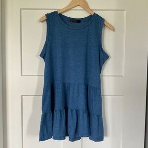 HAEOF Women's Sleeveless Tops Crew Neck Flowy Peplum Loose Fit Babydoll Shirt